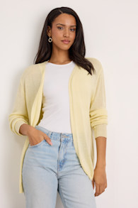 Clean Aesthetic Light Yellow Knit Cardigan Sweater 1