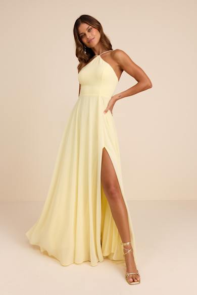 blue dress for baby girl Light yellow satin short prom dress, yellow bridesmaid dress – dresstby main image 1
