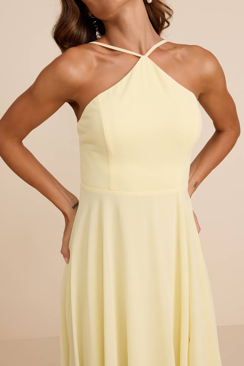 chiffon halter bridesmaid dress Cicinia Floor Length Halter Zipper Back Chiffon Bridesmaid Gown, Slate_Blue main image 1