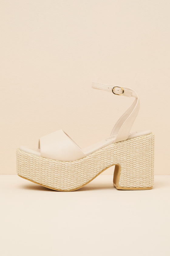 Arden Ivory Raffia Platform Ankle Strap Sandals 1