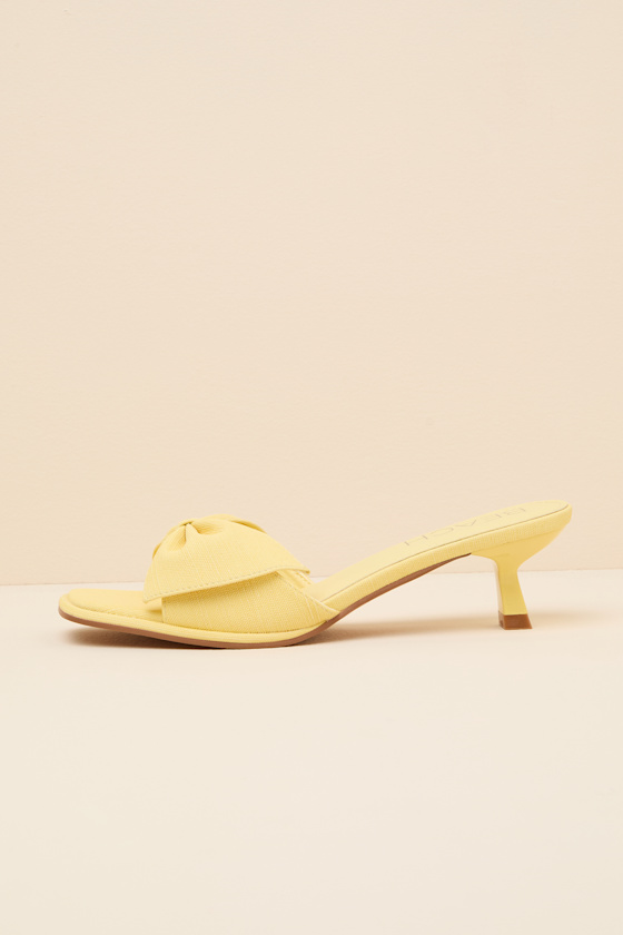 Pompano Yellow Bow Kitten Heel Slide Sandals 1