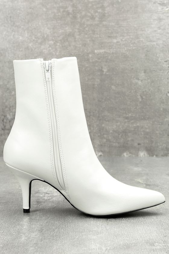 Sexy White Boots MidCalf Boots Kitten Heel Boots