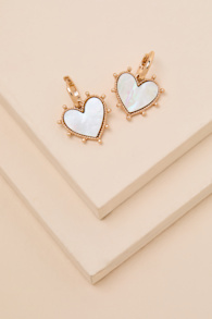 Alfira White Heart Charm Earrings 1