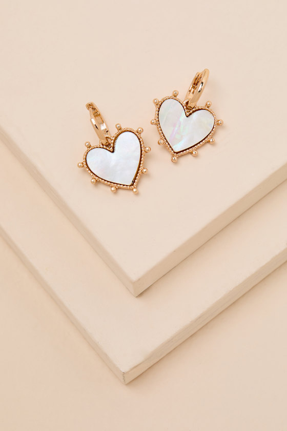 Alfira White Heart Charm Earrings 1