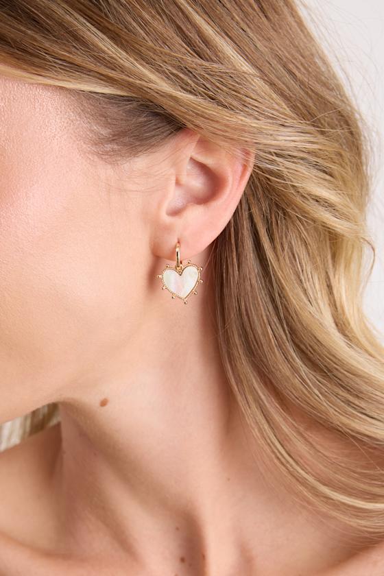 Alfira White Heart Charm Earrings 3