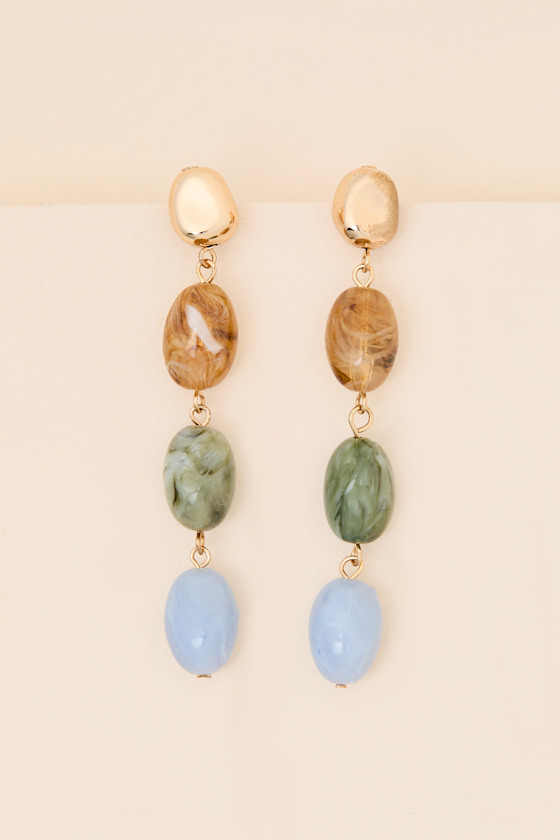 Lesia Gold Multi Stone Drop Earrings - thumbnail 4
