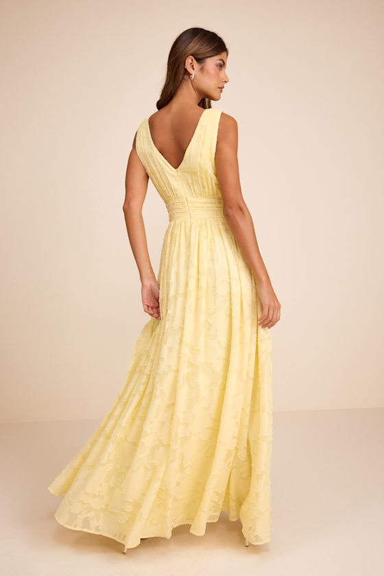 Light Yellow Dress - Burnout Floral Dress - Sleeveless Maxi Dress - Image 3