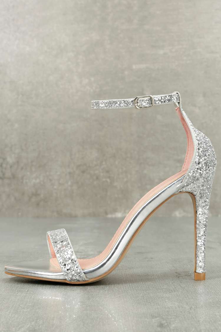 high heels sparkly silver