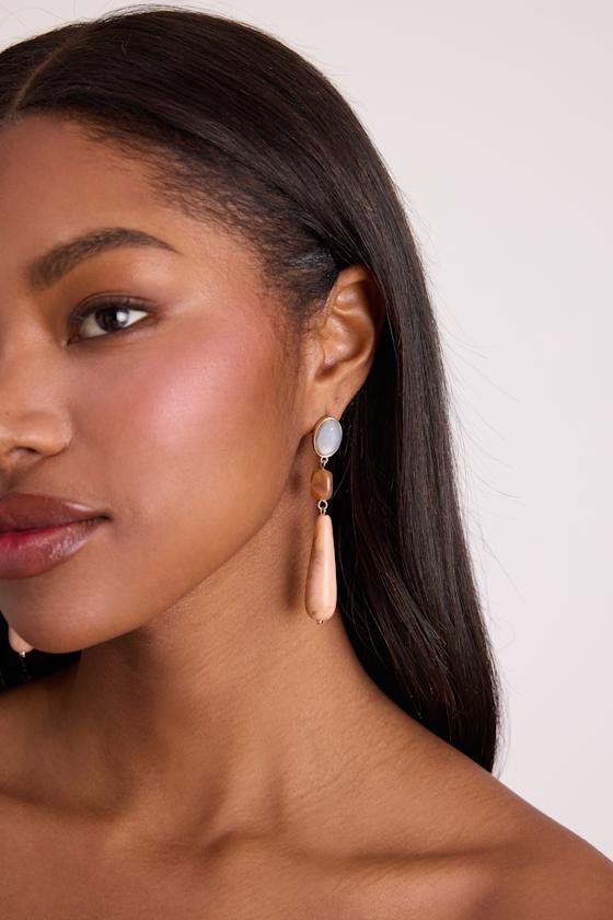 Amandi Pink Multi Marbled Drop Earrings - thumbnail 3