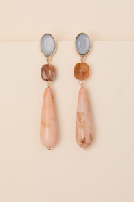 Amandi Pink Multi Marbled Drop Earrings 1