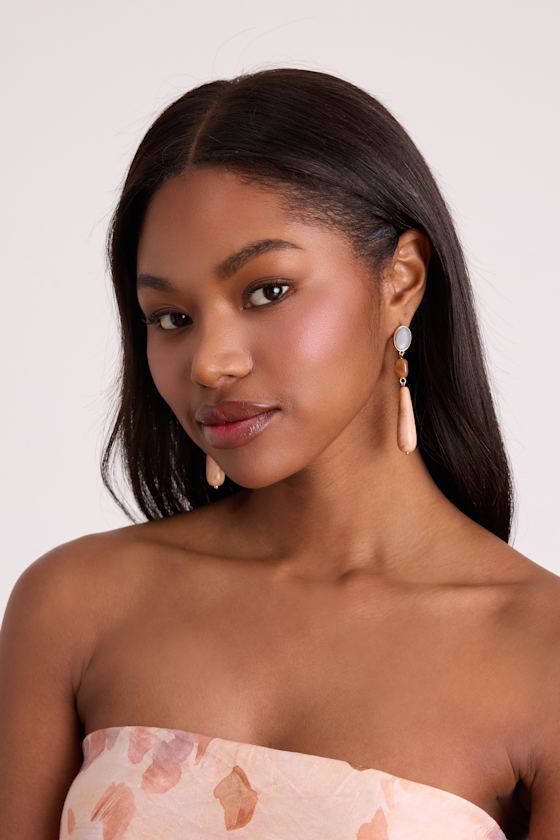 Amandi Pink Multi Marbled Drop Earrings - thumbnail 5