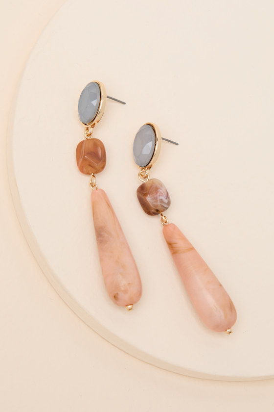 Amandi Pink Multi Marbled Drop Earrings - thumbnail 4