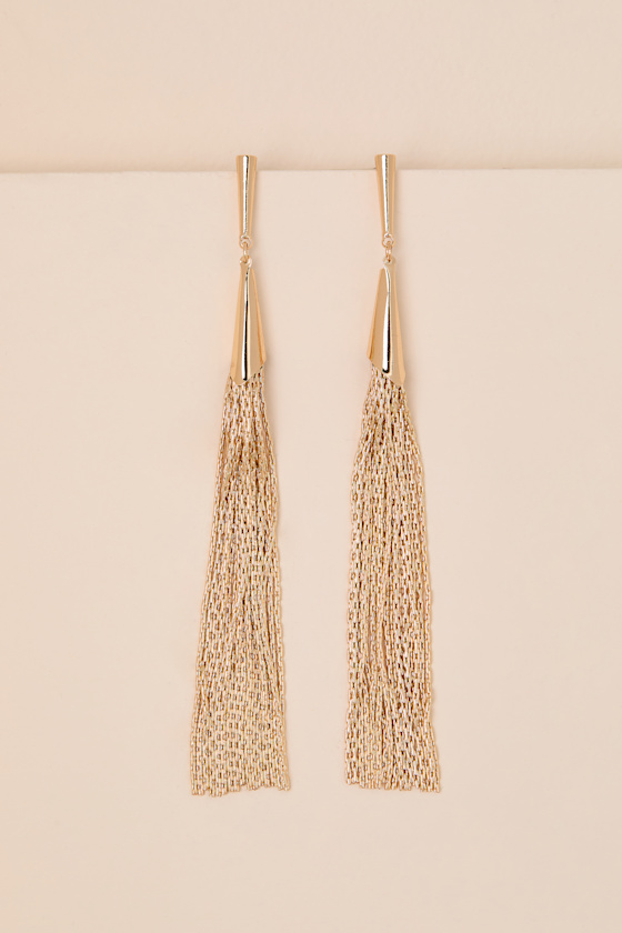 Carmela Gold Fringe Duster Earrings - thumbnail 4