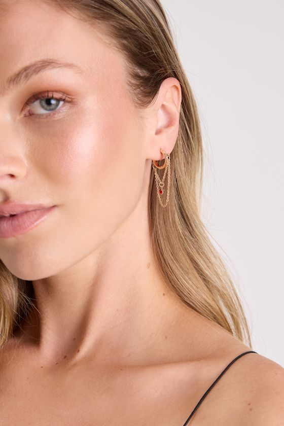 Santoro Gold Chain Huggie Hoop Earrings 1