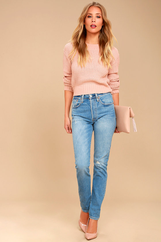 Campfire Cozy Blush Pink Cropped Sweater 2