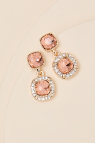 Malona Pink Rhinestone Drop Earrings 1