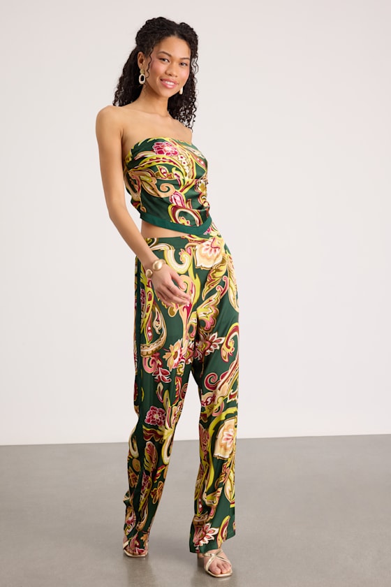 Marissa Green Boho Satin Tie-Back Two-Piece Jumpsuit 1