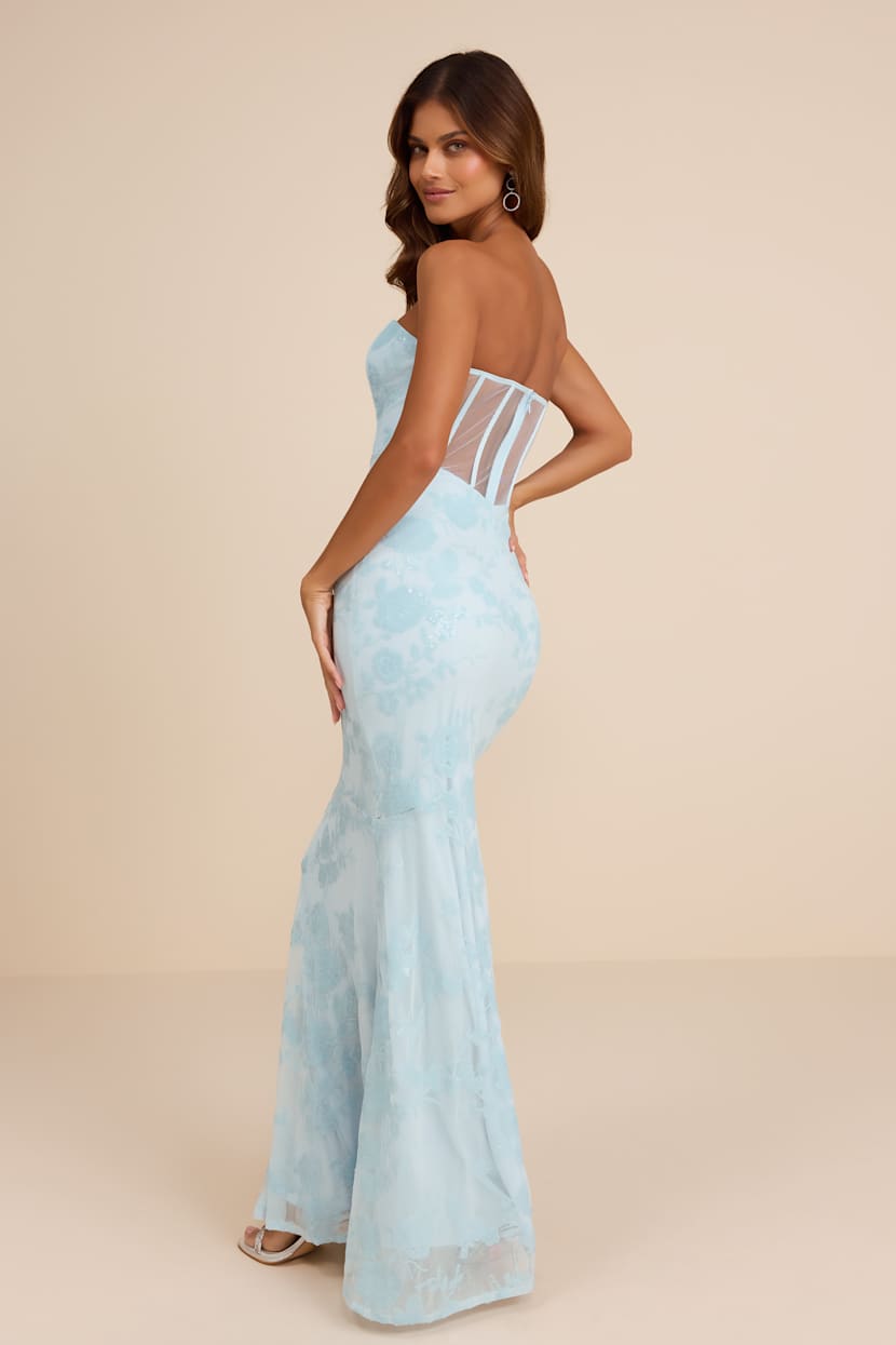 Light Blue Prom Dress - Sequin Prom Dress - Strapless Prom Dress - Lulus