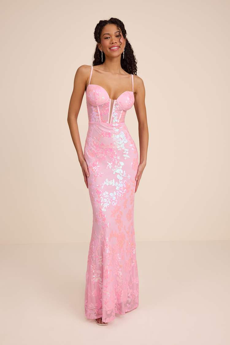 pink sequin bridesmaid dress Sequin Shiny One Shoulder Long Sheath Pink Prom Dress main image 0