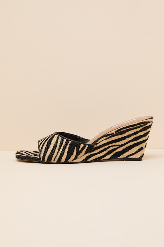 Seleste Zebra Slide Wedge Sandals 2