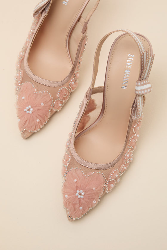 Bri Blush Mesh Ribbon Pointed-Toe Slingback Pumps - thumbnail 5