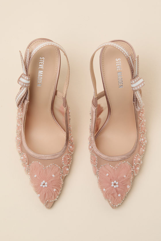 Bri Blush Mesh Ribbon Pointed-Toe Slingback Pumps - thumbnail 6