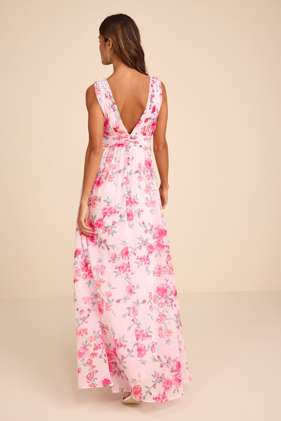 Pink Floral Dress - Maxi Dress - Sleeveless Dress - V-Neck Dress - Image 6