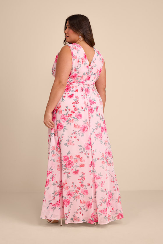 Pink Floral Dress - Maxi Dress - Sleeveless Dress - V-Neck Dress - Image 4