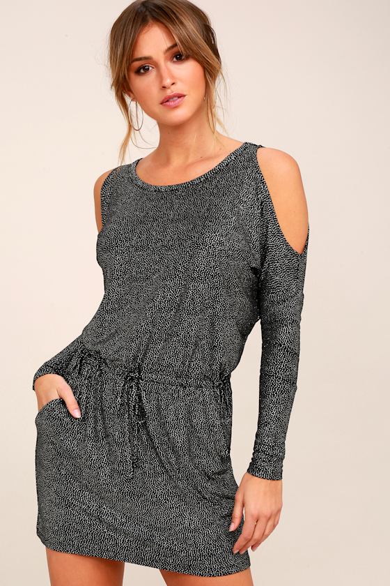 Chaser Glitter Jersey Dress Metallic Cold Shoulder Dress Lulus