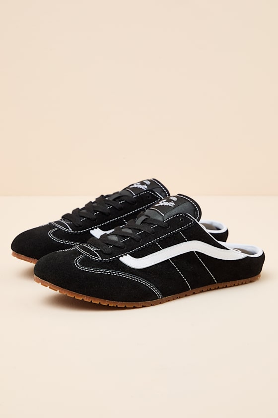Super Lowpro Black Suede Leather Sneaker Mules - thumbnail 6