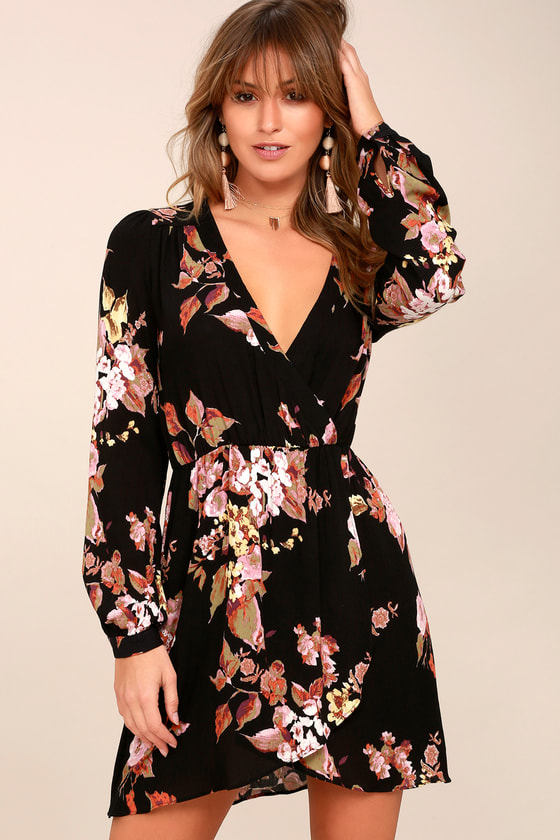 floral wrap dress