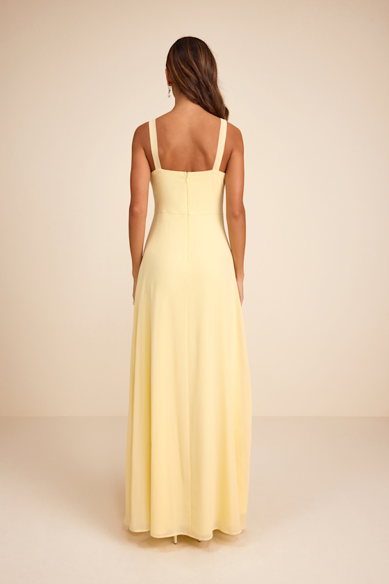 Light Yellow Maxi Dress - Chiffon Dress - Simple Bridesmaid Dress - Image 6