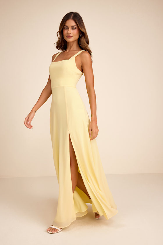 Light Yellow Maxi Dress - Chiffon Dress - Simple Bridesmaid Dress - Image 7