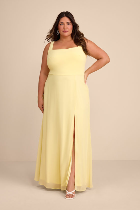 Light Yellow Maxi Dress - Chiffon Dress - Simple Bridesmaid Dress - Image 2