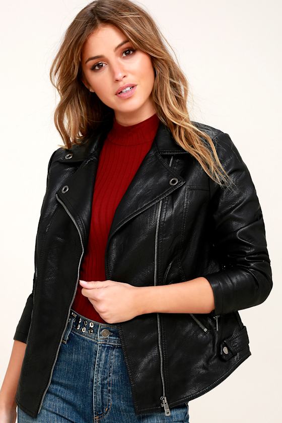 Raceway Black Vegan Leather Moto Jacket 1