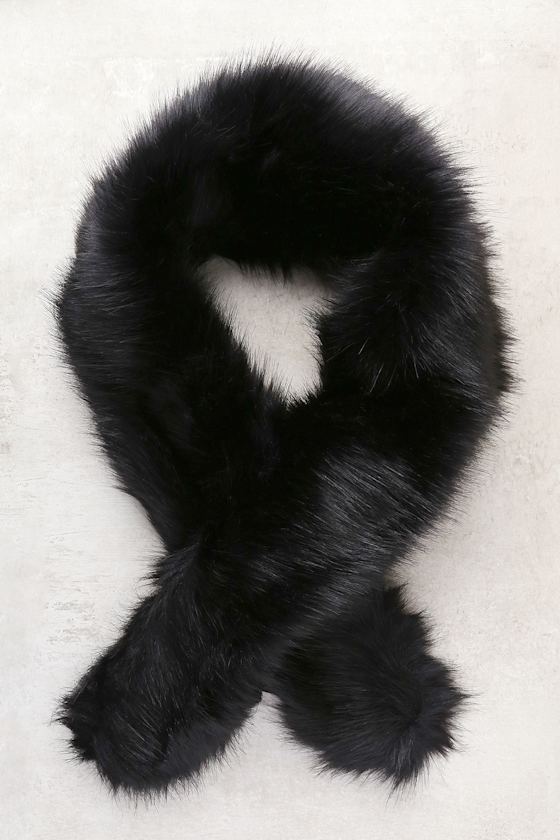Faux-Ever Black Faux Fur Stole 3