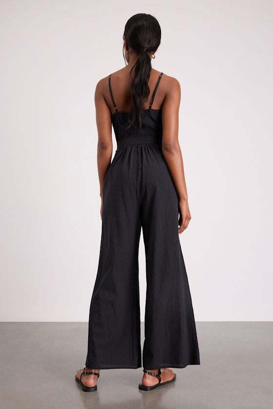 Messina Black Striped Wide-Leg Jumpsuit 2