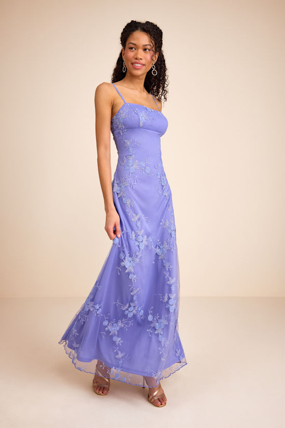 Image of Sandia Lavender Embroidered Sleeveless Maxi Dress