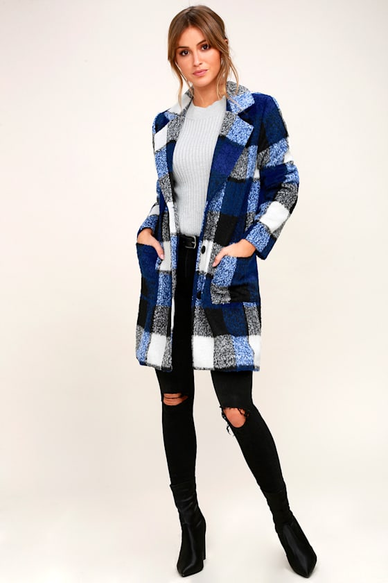 St. Cloud White and Blue Plaid Coat 1