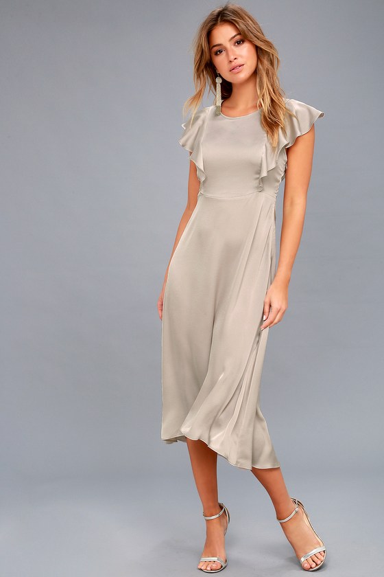 grey satin dress