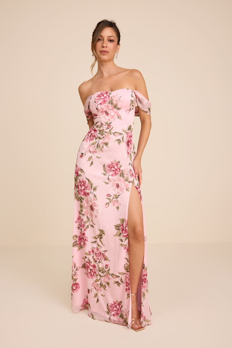 strapless open back dress Just Feels Right Fuchsia Pink Floral Maxi Dress – Shop the Mint main image 1