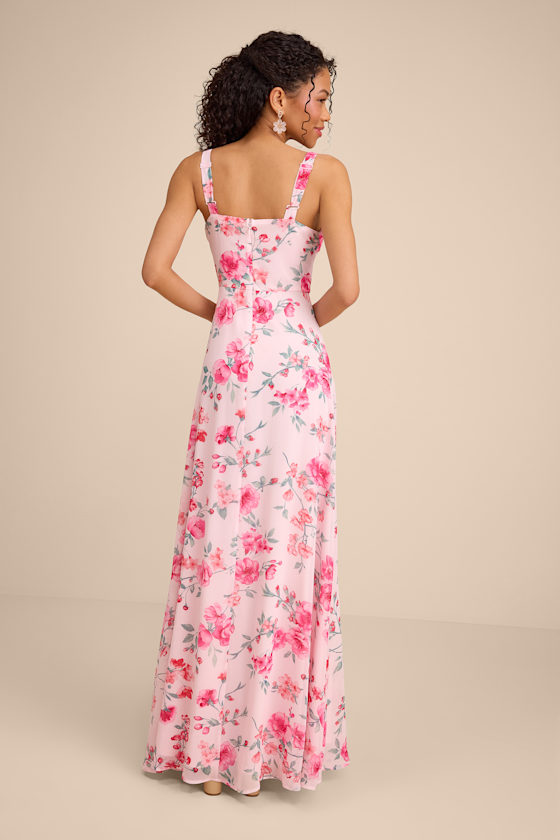 Light Pink Floral Dress - Square Neck Maxi Dress - Floral Dress - Image 3