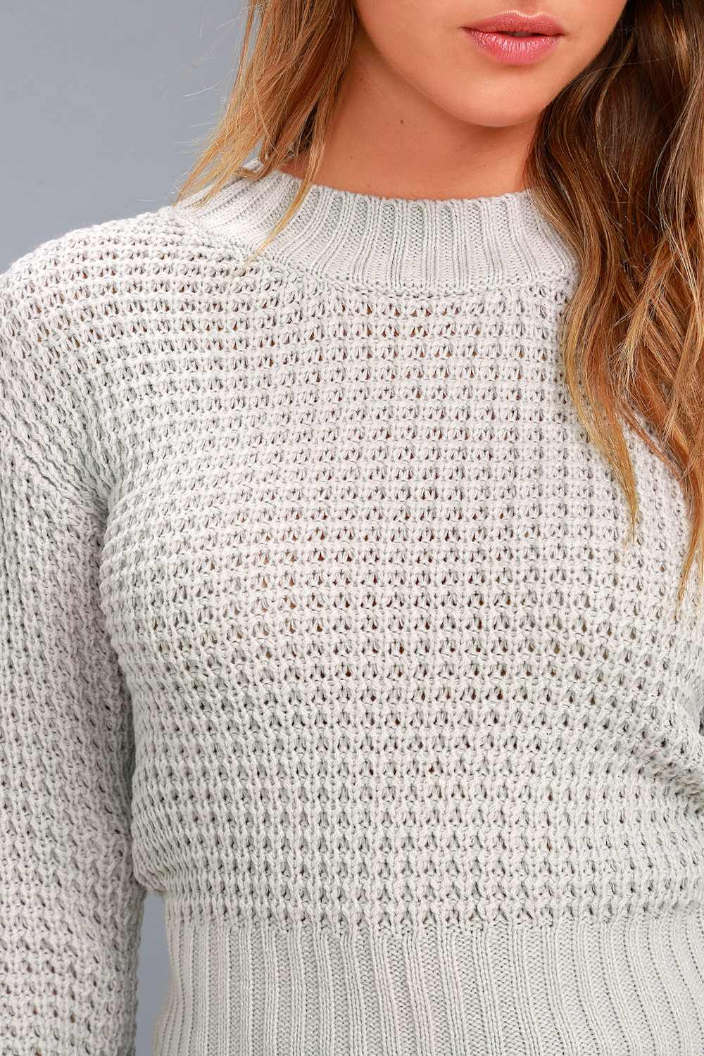 Campfire Cozy Light Grey Cropped Sweater