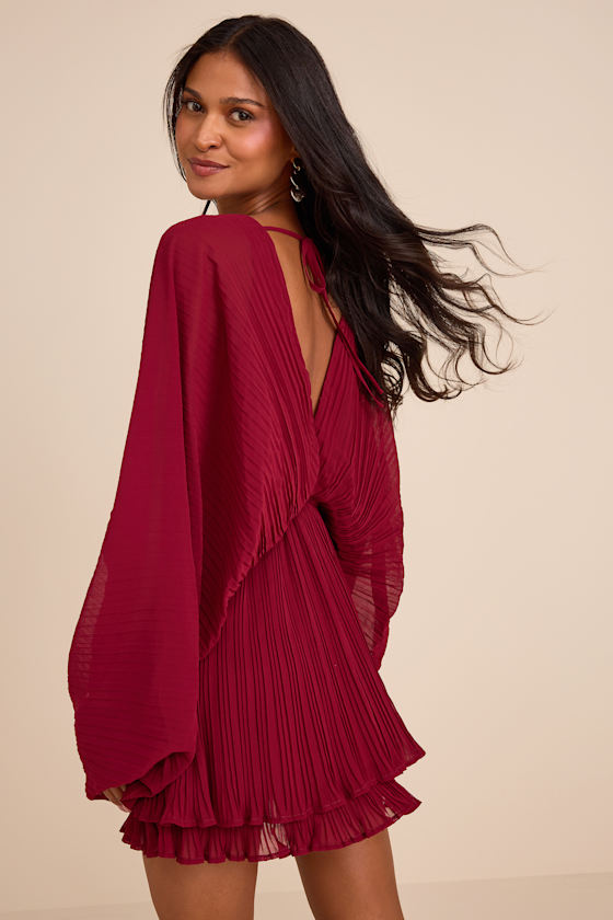 Duxbury Burgundy Dolman Sleeve Mini Dress - thumbnail 4
