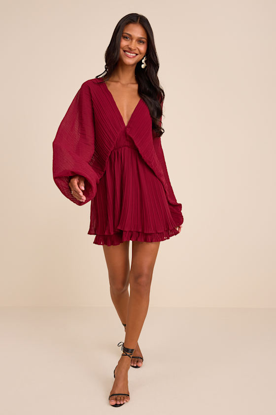 Duxbury Burgundy Dolman Sleeve Mini Dress - thumbnail 5