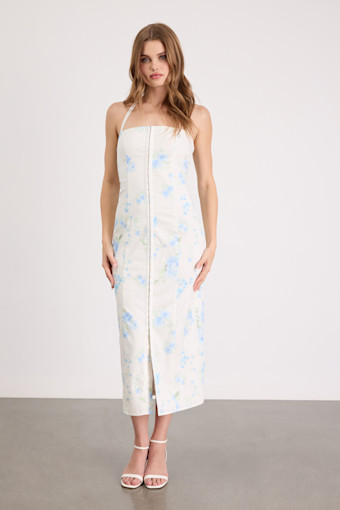 IBD33380L: WHITE GROUND/BLUE FLORAL 1