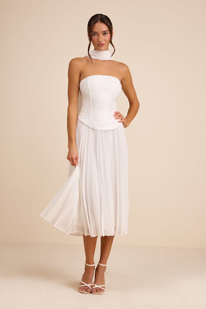 white dress a line Floral Lace Illusion Sleeve Plunging A-Line Wedding Straight strapless neckline Pink Birthday Outfits For NS_ID::185556 Size:Custom Size (email or note us measurements)