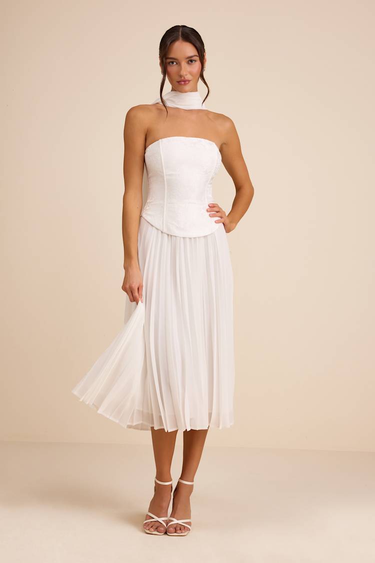 knee length dresses for ladies Aleksandre Akhalkatsishvili White Scarf Midi Dress main image 1