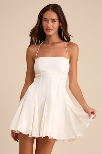 Sophrina White Halter Mini Dress 1