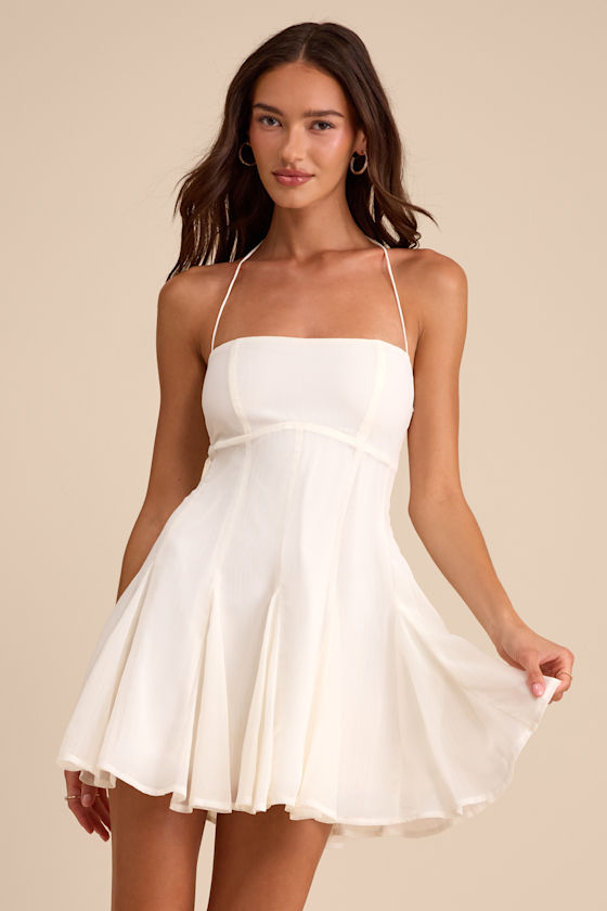 Sophrina White Halter Mini Dress 1